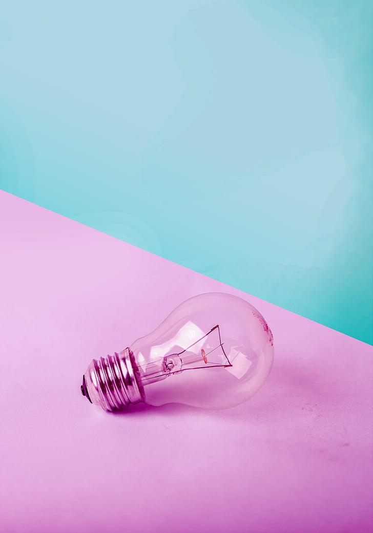 bulb, rosa, blue, colors, background, forms, pink