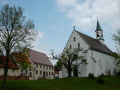 kyrkan, Leonhard kyrka, Langenau, byggnad, arkitektur, Steeple, Sky
