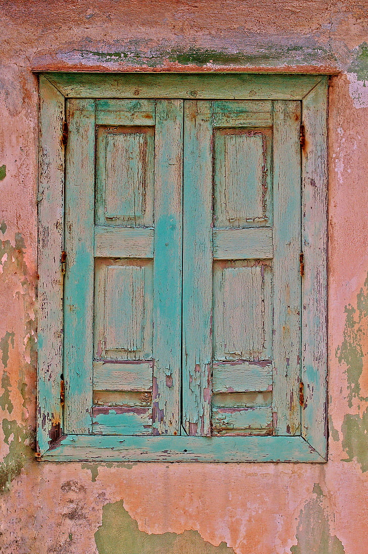 Samos, Graikija, senas langas, nostalgija, langinės, medienos, atostogų