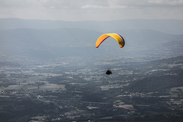 paraglidom, krajolik, žuta, Annecy, avantura, klima, padobransko jedrenje