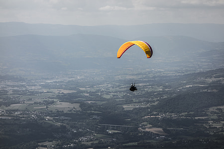 paraglida, landskap, gul, Annecy, äventyr, luft, skärmflygning