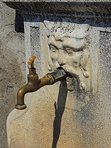 tap, sculpture, old, water, well, italy