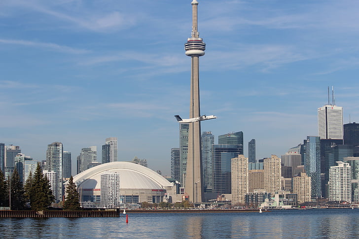 Toronto, Skyline, Tour CN, Canada, l’Ontario, horizon urbain, architecture