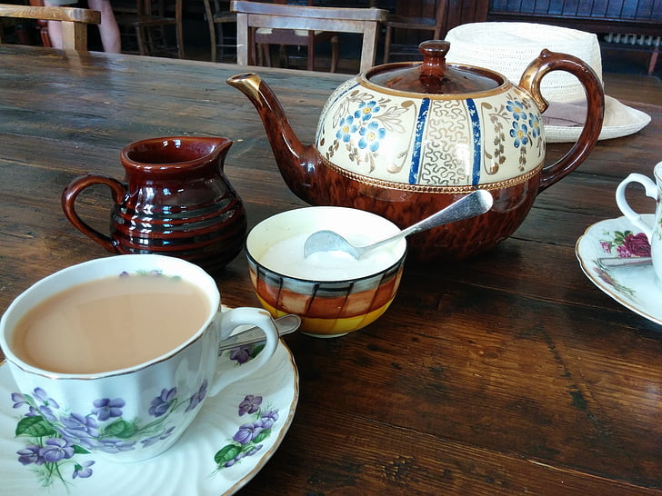 tea service, sugar, bowl, cup, saucer, china, teapot