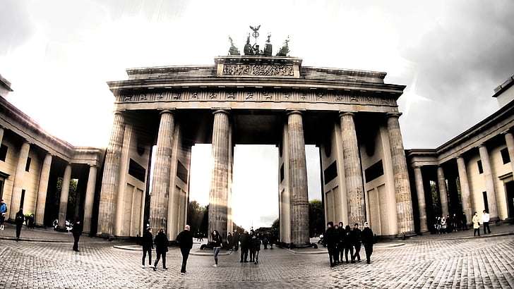 Berlín, puerta de Brandenburgo, Alemania, punto de referencia, Quadriga, edificio, capital