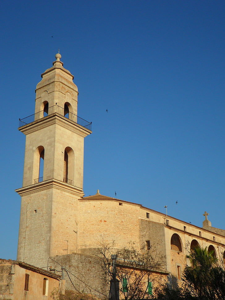 templom, Steeple, Mallorca, vallás, kereszténység, épület, építészet