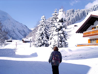 iarna, Kleinwalsertal, Riezlern, Bonte-Ardelean, schwarzwassertal, zăpadă, soare