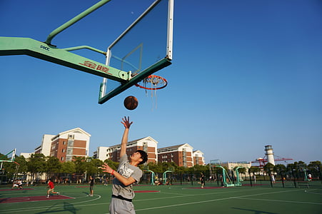 layup, basketball, dunk, blue, game, basket, player