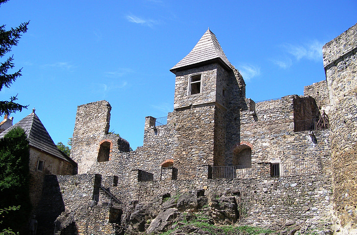 paper d'empaperar, fons, Castell, ruïnes, Txeca, cavallers