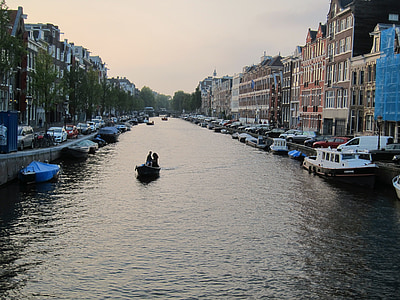 Amsterdam, kanal, Nederland, Holland, vann, kanalen, byen