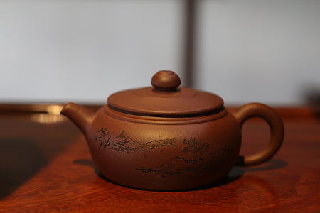 tradicionalni, lonac, ljubičasta, čaj, piće, Azija, stil