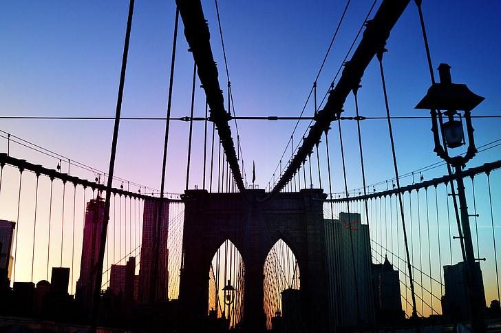 bridge, brooklyn, new york, horizon line, rent a car