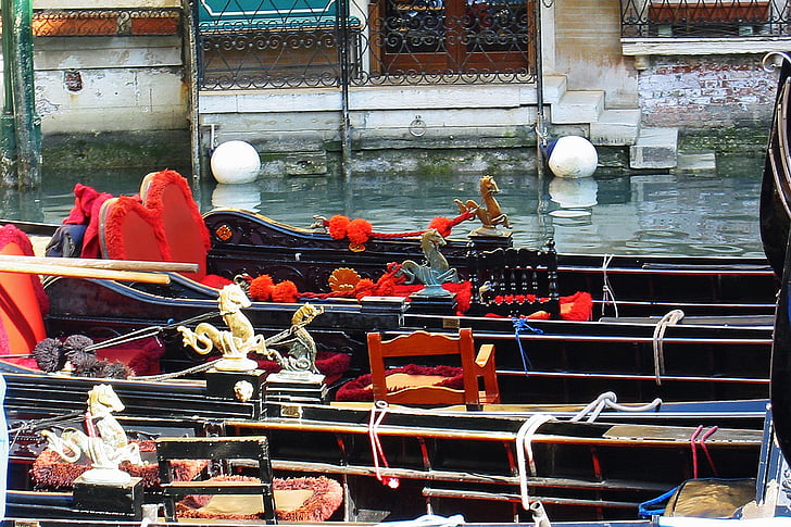 góndoles, Venècia, Itàlia, gondolier, canal, embarcacions, canals