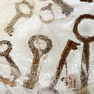 clés, congelés, anciennes clés, glace