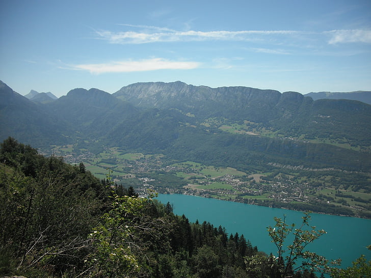 Annecy, paragliding, jezero, forclaz pass, Příroda, Hora, krajina