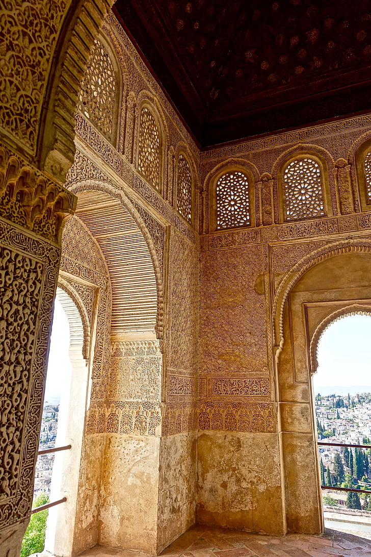 Alhambra, valv, moriska, dekoration, Ornament, Spanska, arkitektur