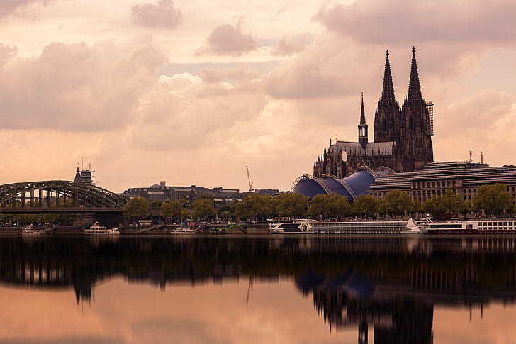 Dom, Cologne, Kastil Cologne, langit, Landmark, Gereja, Jembatan Hohenzollern