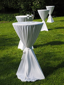 bar tables, dining tables, decorated, festival, celebration, champagne, champagne glasses
