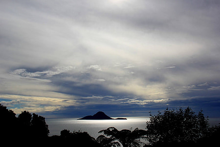 Nuova Zelanda, paesaggio, Isola della balena, nuvoloso, cielo coperto