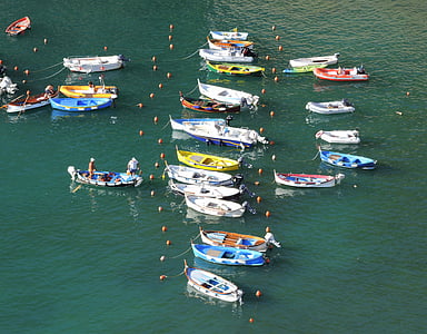 лодки, Порто, море, вода, град Vernazza, Лигурия, Италия