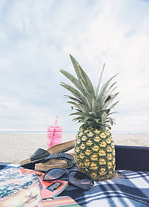 菠萝, 甜点, 开胃菜, 水果, 果汁, 作物, 海滩