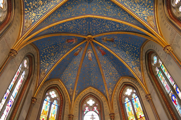 Kristus Kapel, Hohenzollern, lukisan langit-langit, disepuh, dihiasi, Protestan, Kapel Protestan