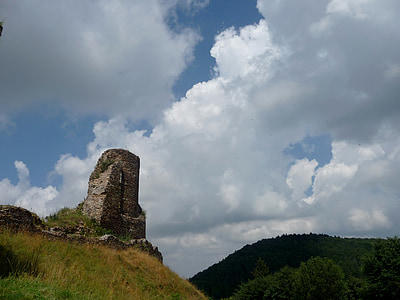 Castillo, ruinas, lichnice castillo, paisaje, nubes, Ver, Monumento