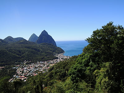 St. lucia, Ilha do Caribe, Santa Lúcia, mar, azul, água, pitons