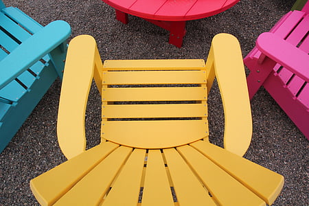 chaise, meubles de jardin, coloré, meubles, été, en plein air, arrière-cour