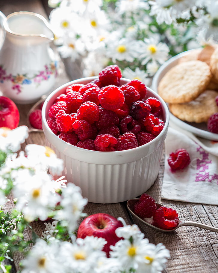 Raspberry, Berry, matang, Berries Raspberry, musim panas, Taman, closeup