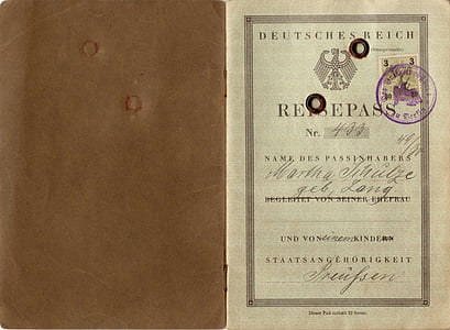паспорт, Германска империя, реколта, 1930, ретро, носталгия, стара хартия