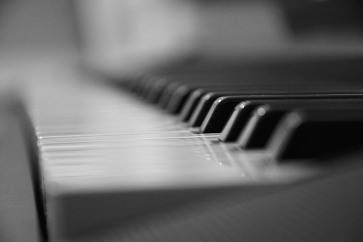 คีย์เปียโน, เปียโน, คีย์, แป้นพิมพ์, เพลง, เครื่องดนตรี, สีดำ
