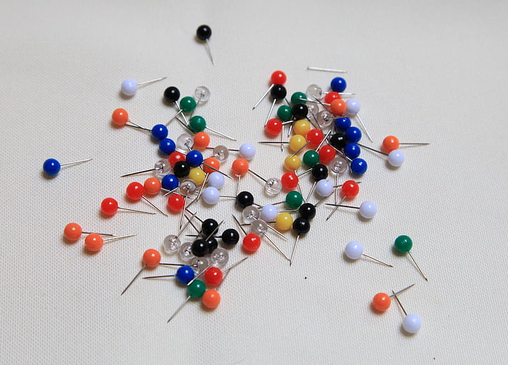 pins, pin, tiller, pin board, close, needle, colorful