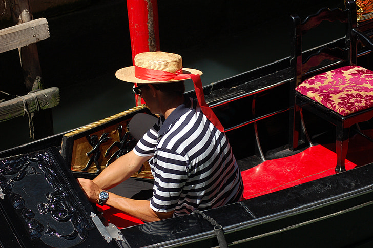 Venise, bateau, gondole, Gondolier