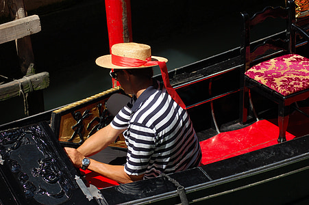 Veneza, barco, gôndola, gondoleiro