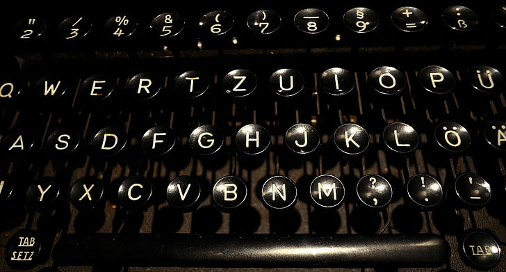màquina d'escriure, teclat, màquina d'escriure de teclat, deixar, mobles, Oficina, retro