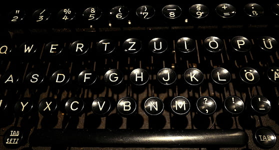 skrivemaskin, tastatur, tastatur skrivemaskin, La, antikk, Office, retro
