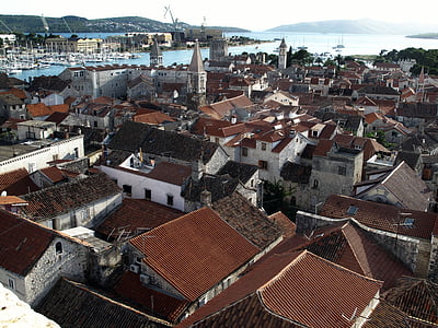 Trogiras, Kroatija, Adrijos jūros, senas, paskirties vietos, bokštas, Dalmatija