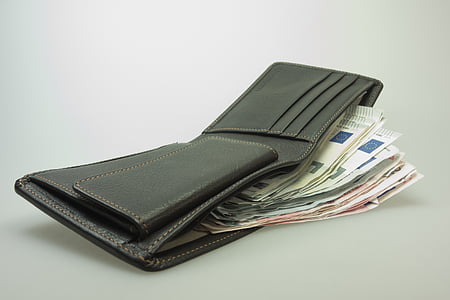 money, purse, bank note, euro, leather, wallet, men's wallet