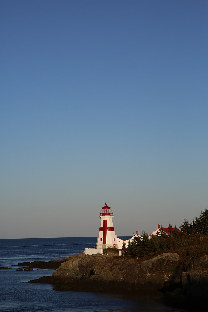 Lighthouse, Kanada, večer, more, vody, Rock, pobrežné