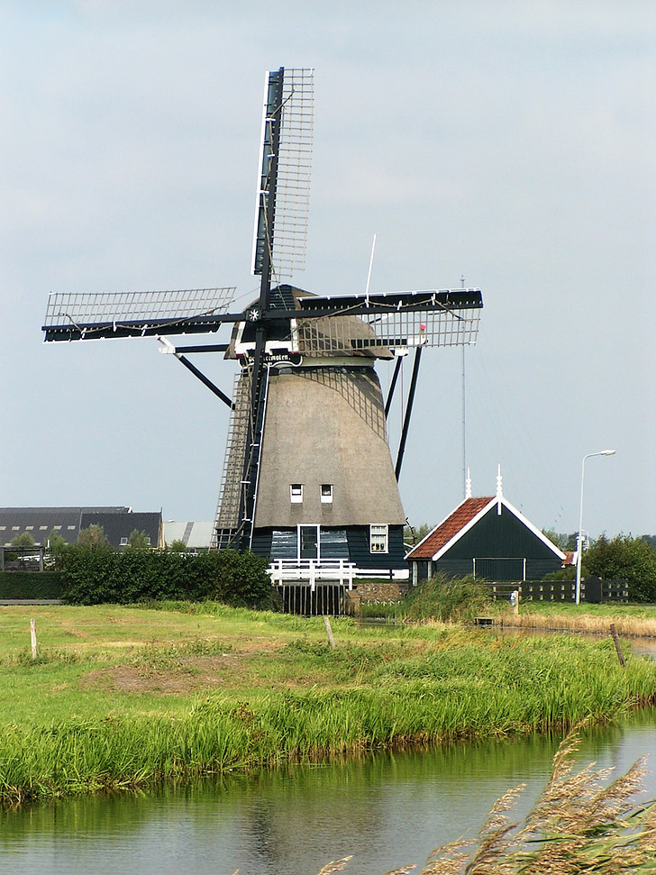 Veterný mlyn, Holandsko, Dovolenka, vody, mlyn, Dovolenka, kanál