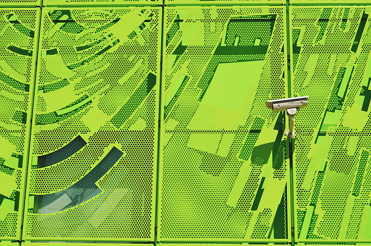 zelená, zeď, Abstrakt, CCTV, fotoaparát, bezpečnost, ilustrace