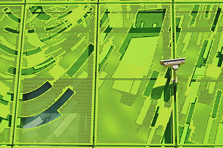 zelená, zeď, Abstrakt, CCTV, fotoaparát, bezpečnost, ilustrace