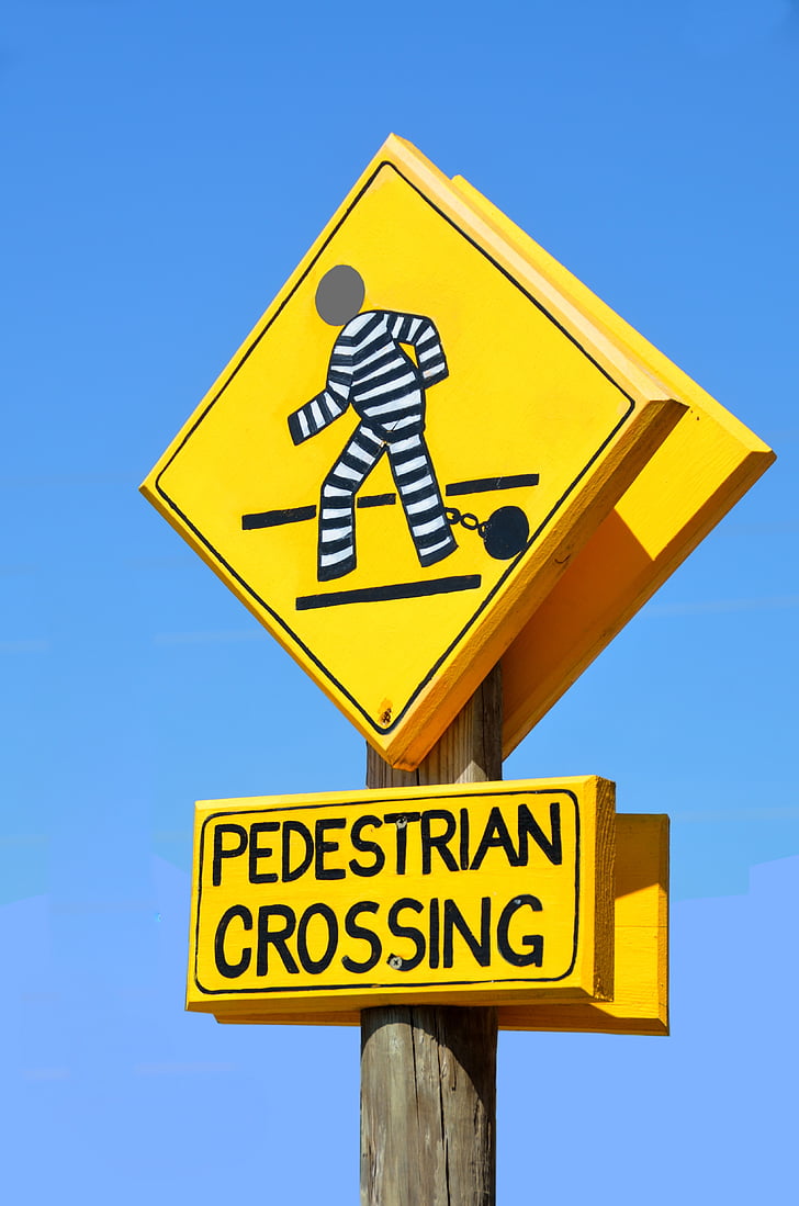 pedestrian crossing sign, outdoors, symbol, warning, safety, road, sign