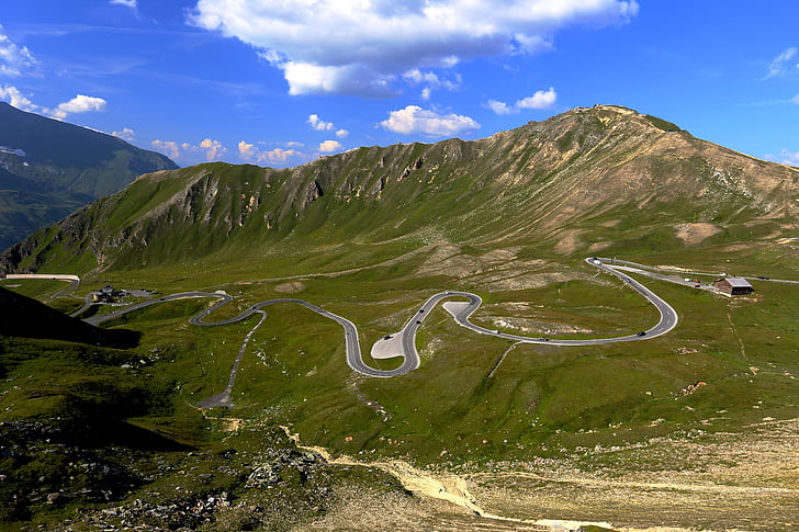 mountain road, grossglockner, alps, austria, panorama, summer