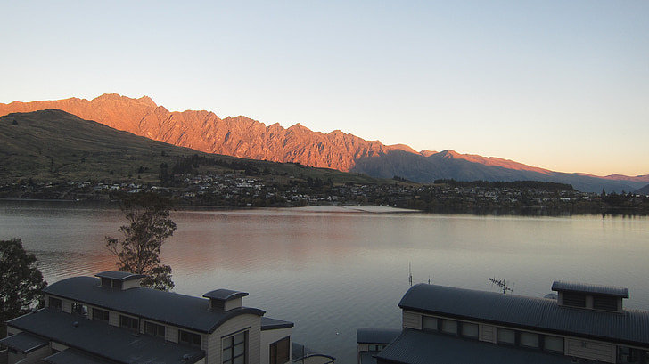 Queenstown, Yeni Zelanda, Göl, günbatımı, dağlar, doğa, Lake tekapo
