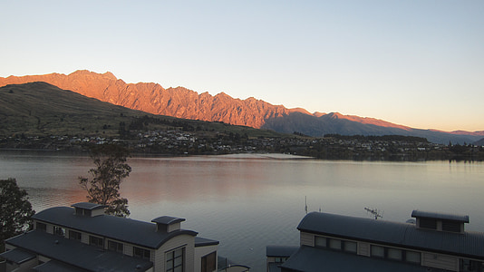 Queenstown, Nieuw-Zeeland, Lake, zonsondergang, Bergen, natuur, Lake tekapo