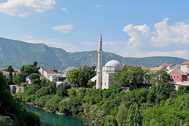 Мостар, Босна, Херцеговина, Туризъм, стар, джамия, архитектура