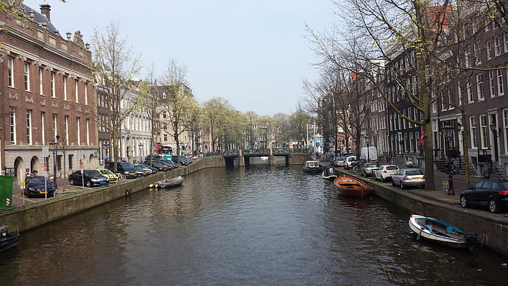 Amsterdam, kanāli, Holande, Nīderlande, kanāls