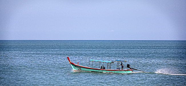 海, タイ, 釣りボート, 水, ブート, ブルー, パワーボート